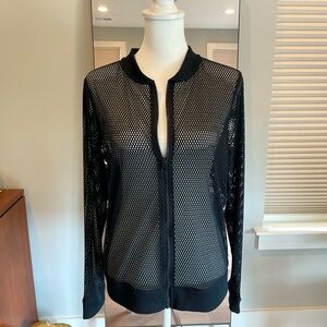 Victoria’s Secret Sport Athletic Full-Zip Black Mesh Bomber Jacket